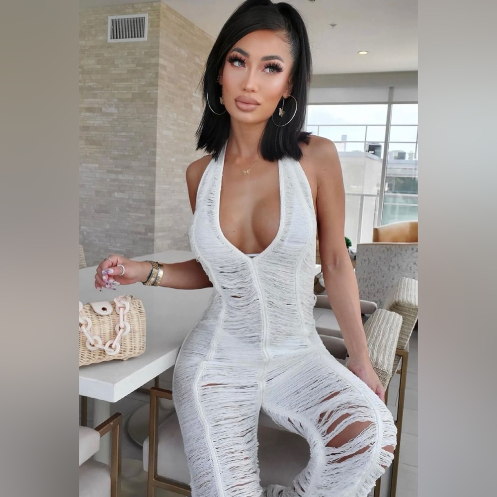 Fashion Nova White Knit Swim Coverup
